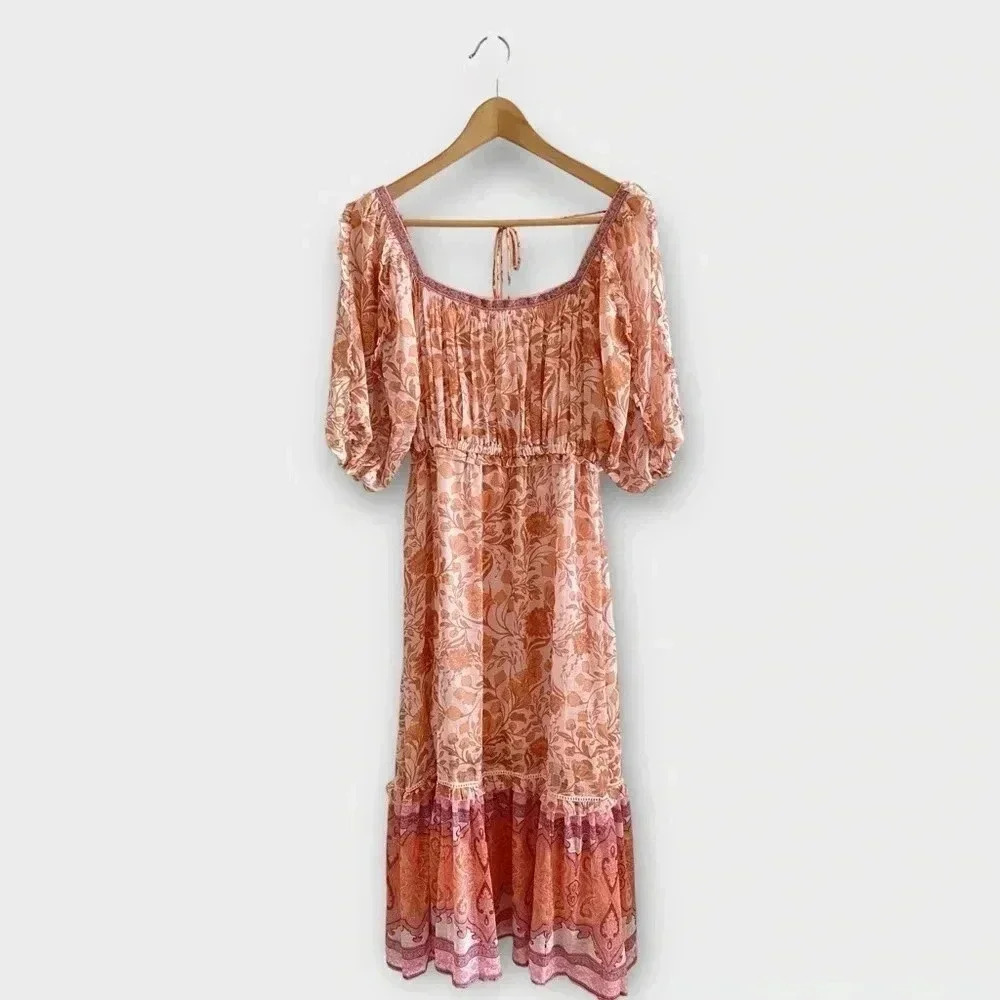 SECRET MISSION x SUPER NATURAL Aviana Floral Cottagecore Maxi Dress‎  Size M
